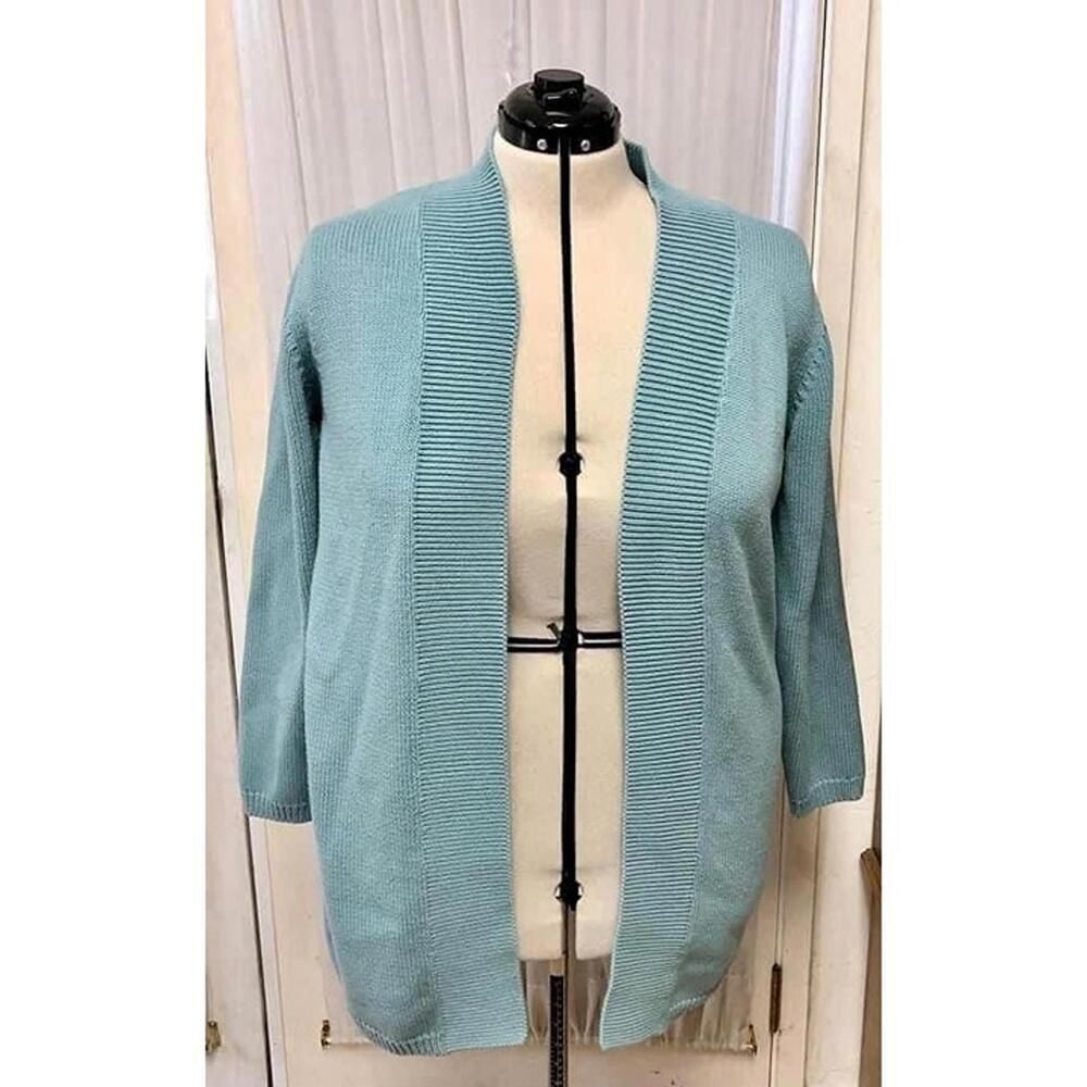 Light blue Dialogue women's open front cardigan. Size large